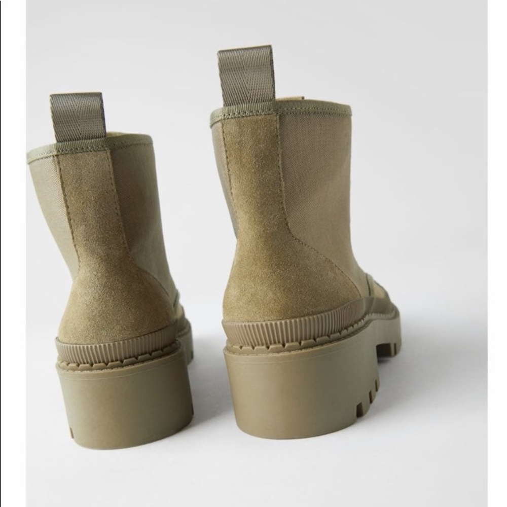 Zara combat work canvas boot booties lace up